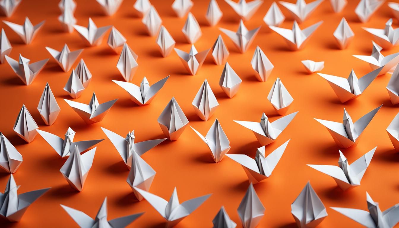Orange Origami Creation: Divine Papercraft Genesis