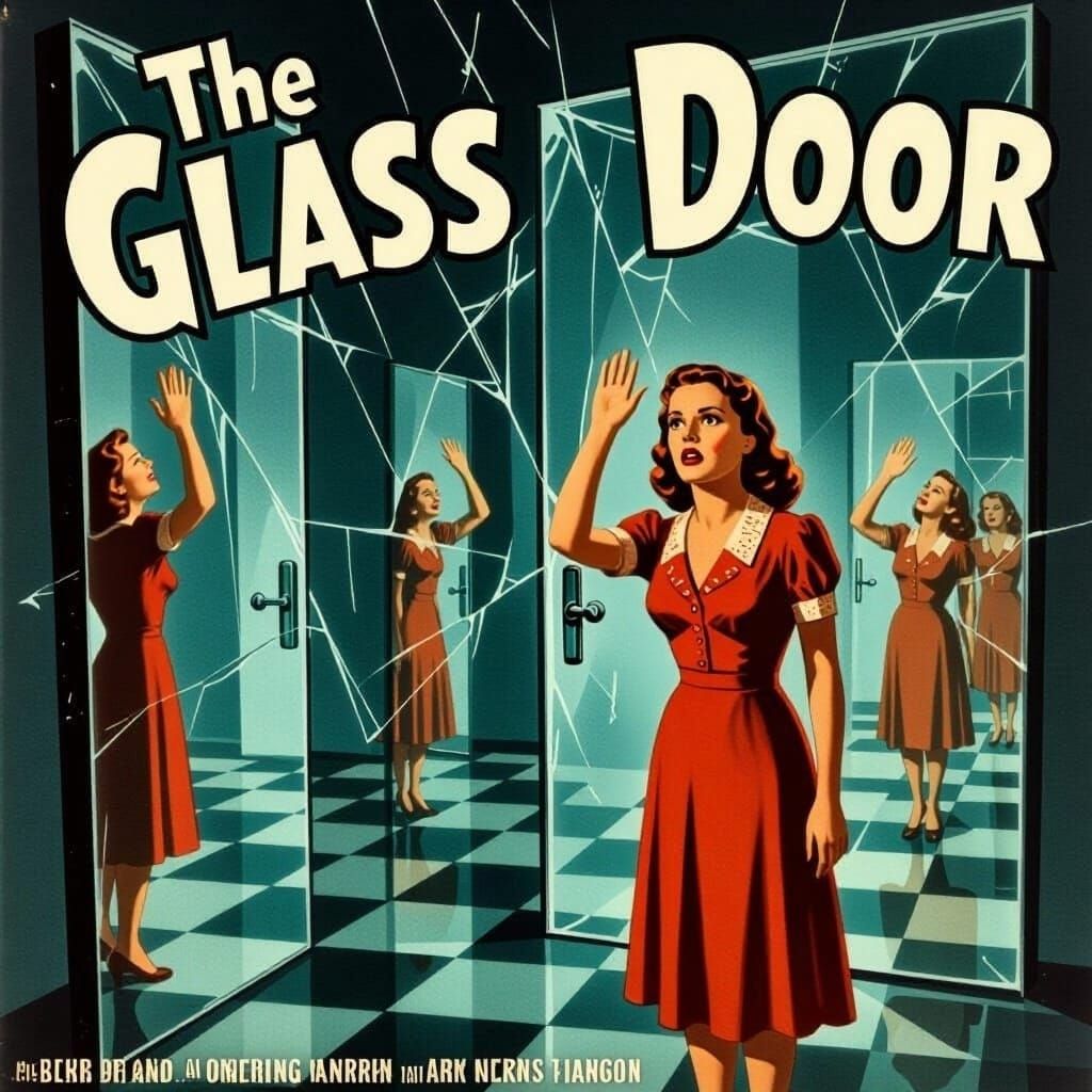 Psychological Horror Film Poster: The Glass Door
