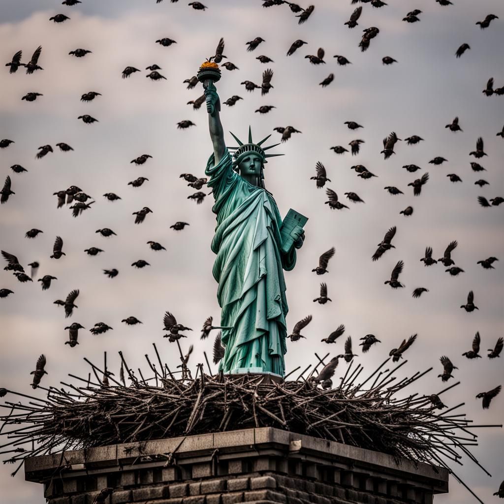 Statue of Liberty Woodpecker Attack: Photographic Realism