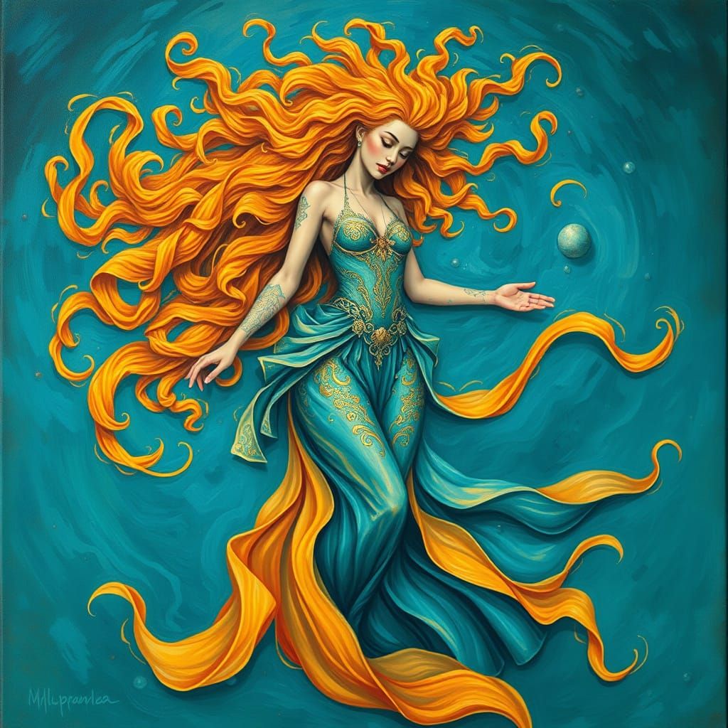 Whirling Pisces Maiden in Iridescent Splendor