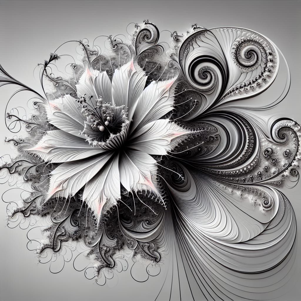 Filigree Fractal Flower in Neo-Expressionist Style