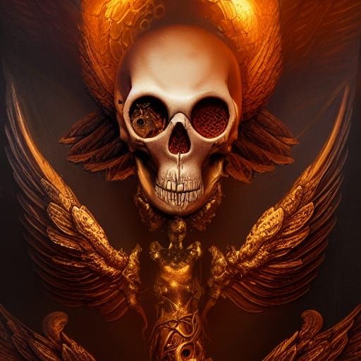 Golden Skull: Angel of Death in Detailed Matte Painting
