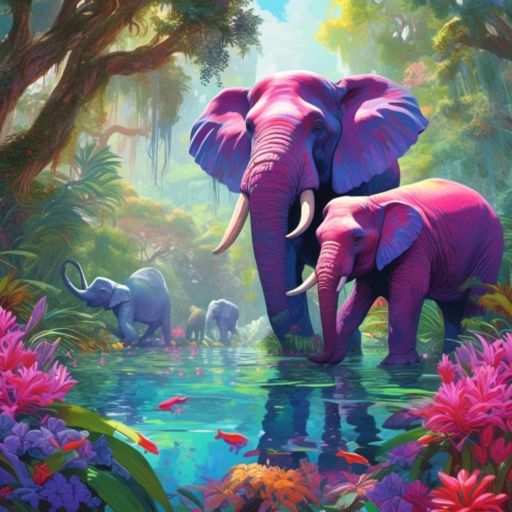 Manatees in Spring: A Whimsical Candy Art Illustration