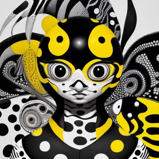 Surreal Black and Yellow Frog in Pop Surrealist Style