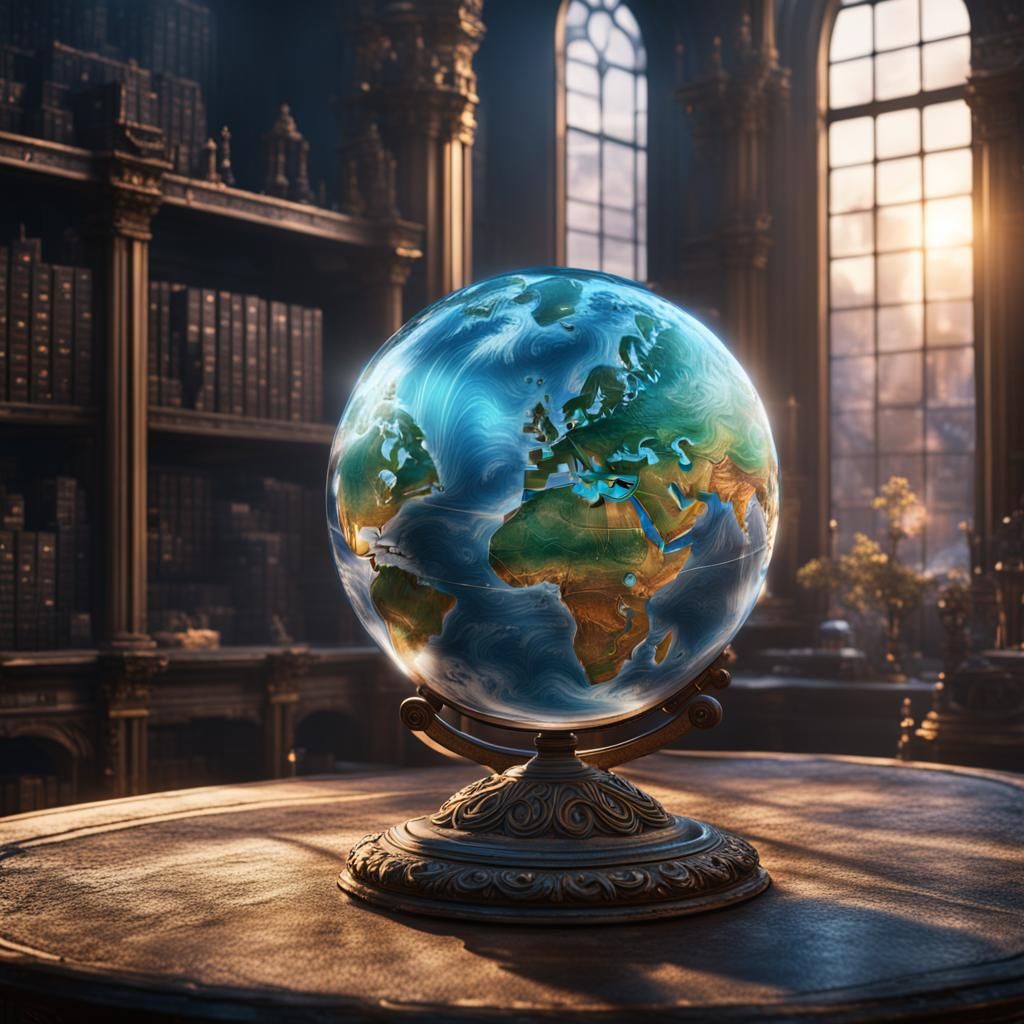 Futuristic World in Glass Globe: Fantasy Concept Art