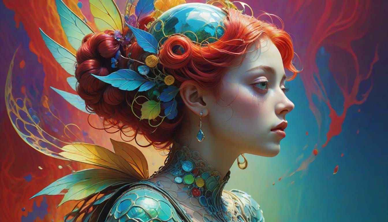 Ethereal Fairy in Dramatic Attire with Glitch Effect and Int...