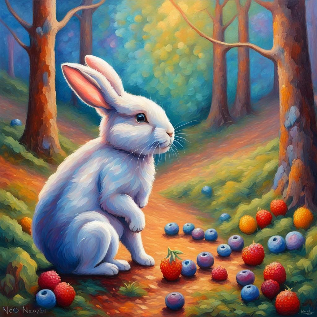 Magical Woodland Scene with Talking Animals, Expressionist S...