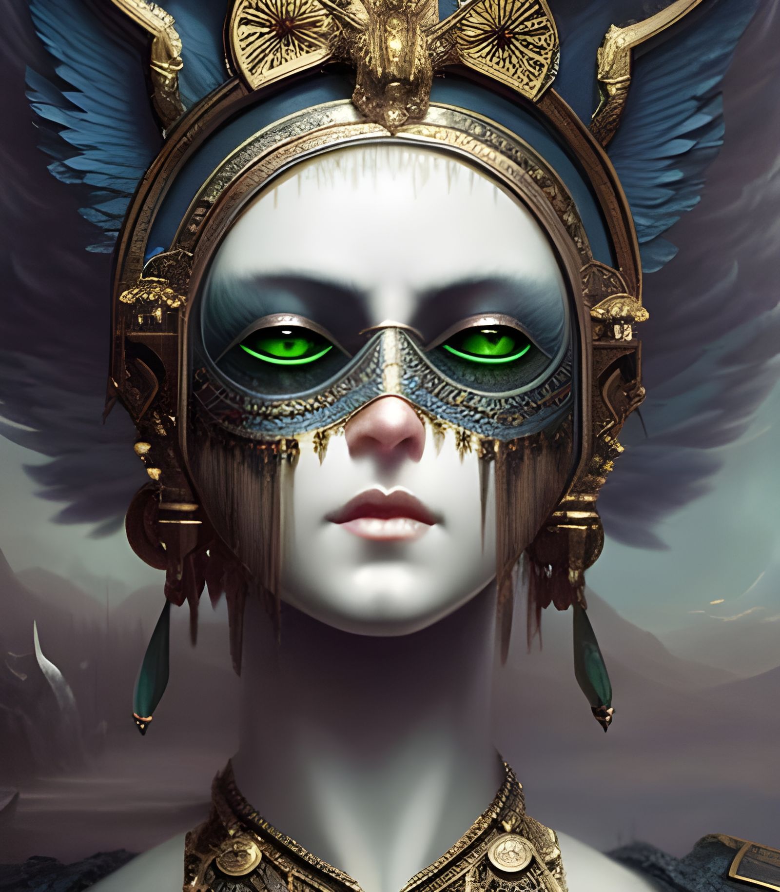 Girl with Green Eyes in Horror Style