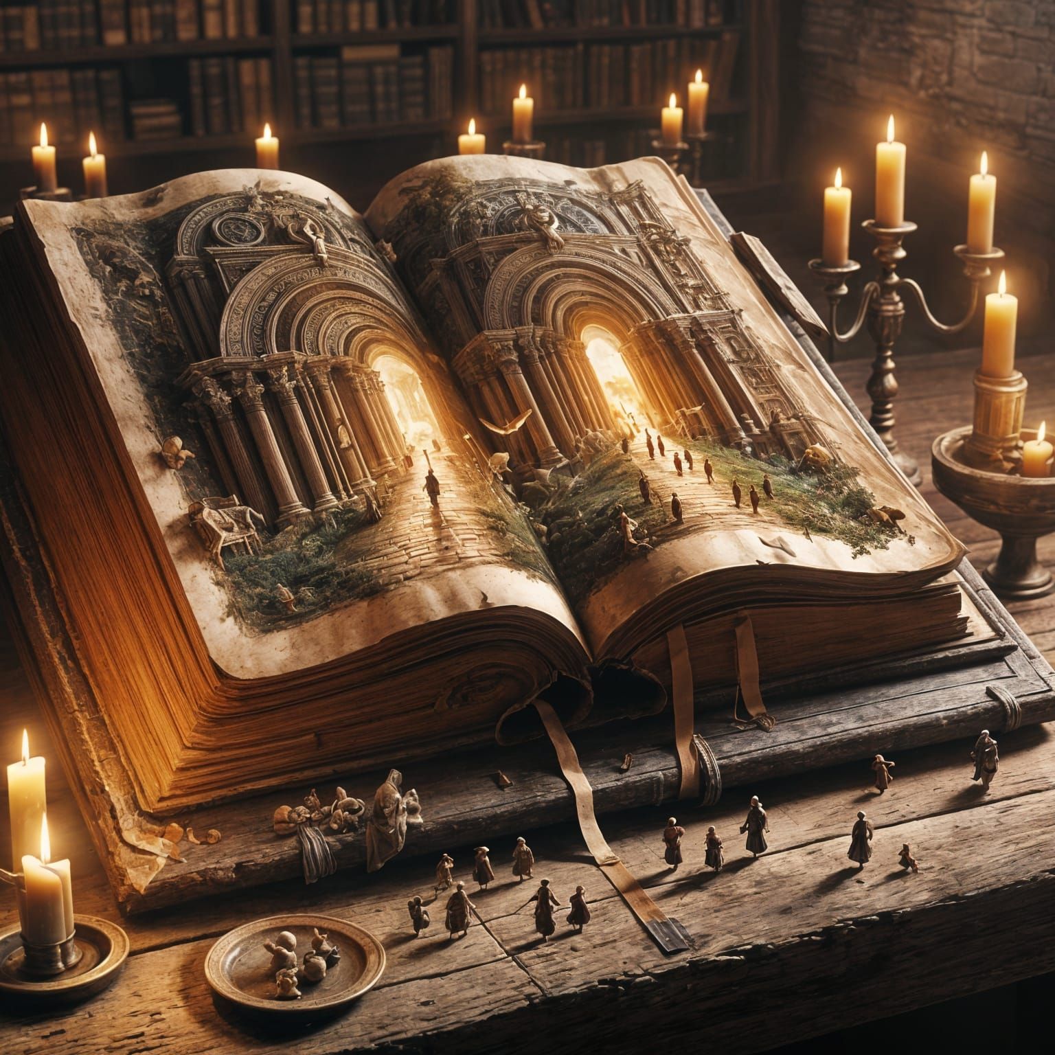 Ancient Book with Moving Pictures, Hyperrealistic Matte Pain...