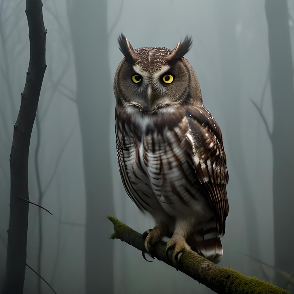 Dramatic Owl Portrait in Cinematic Style