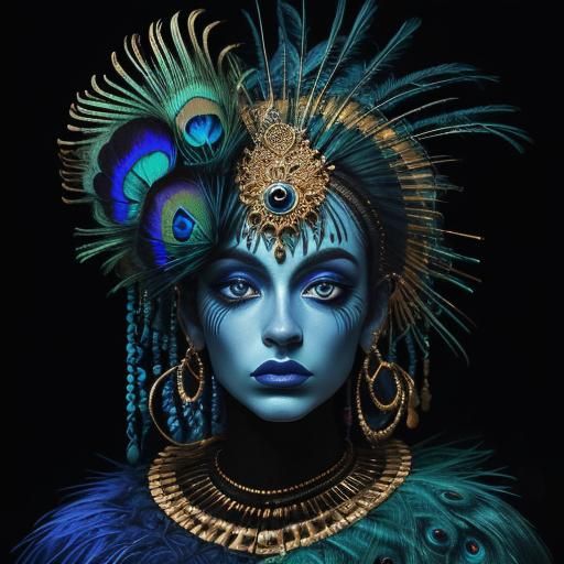 Abstract Expressionism: Woman with Peacock Feathers