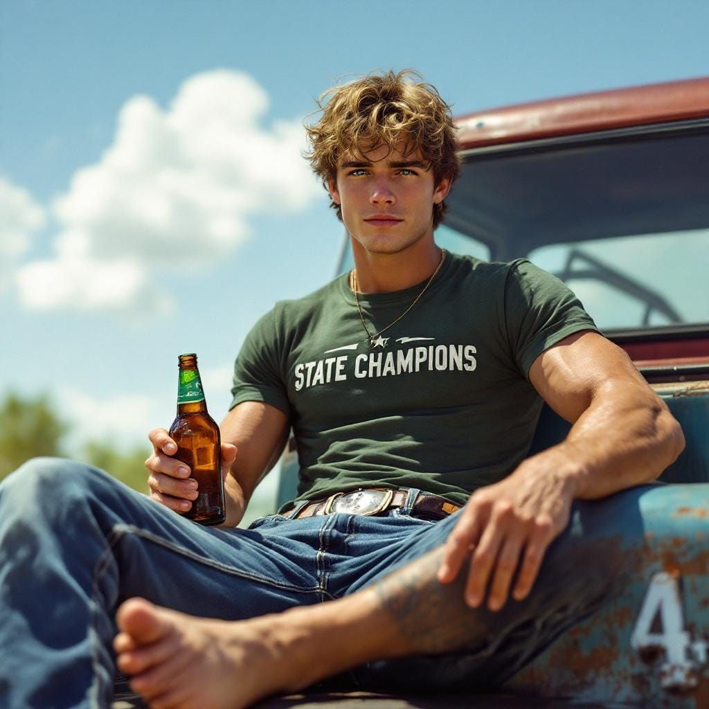 Hyperrealistic Portrait of a Muscular Country Boy