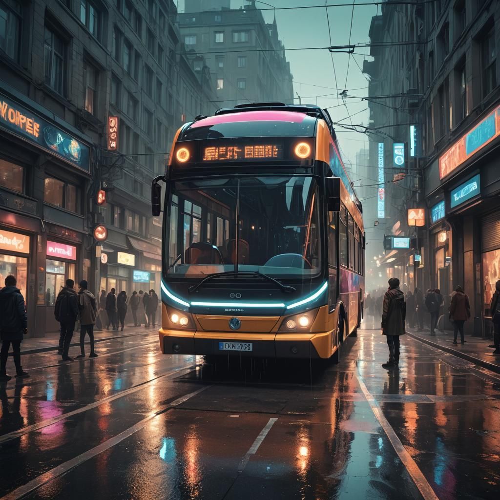 Man Stops Bus: Alphonse Mucha Inspired Concept Art