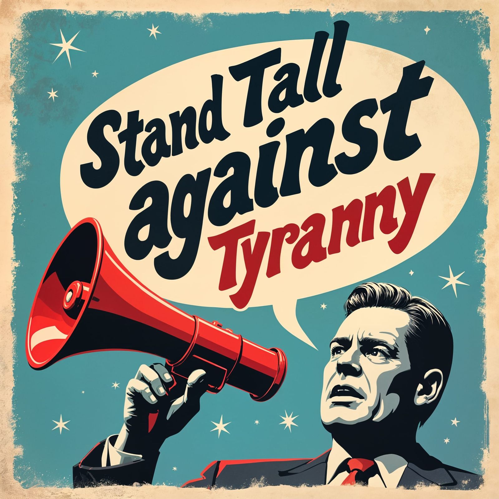 Vintage 1960s Protest Poster with Megaphone