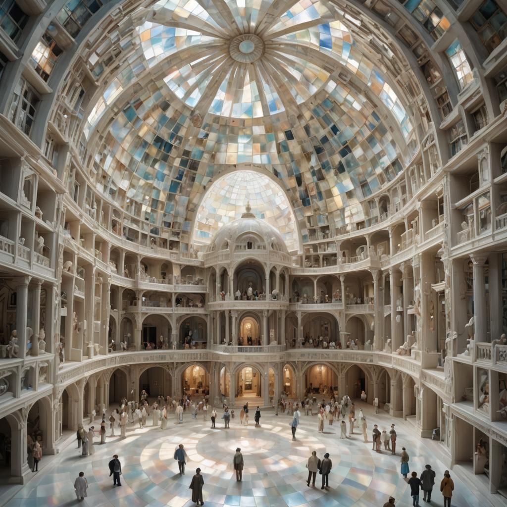 Vast Domed Interior with Iridescent Walls