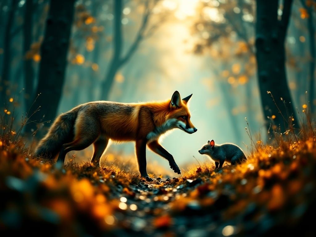 Ethereal Forest Encounter in Cinematic Film Style