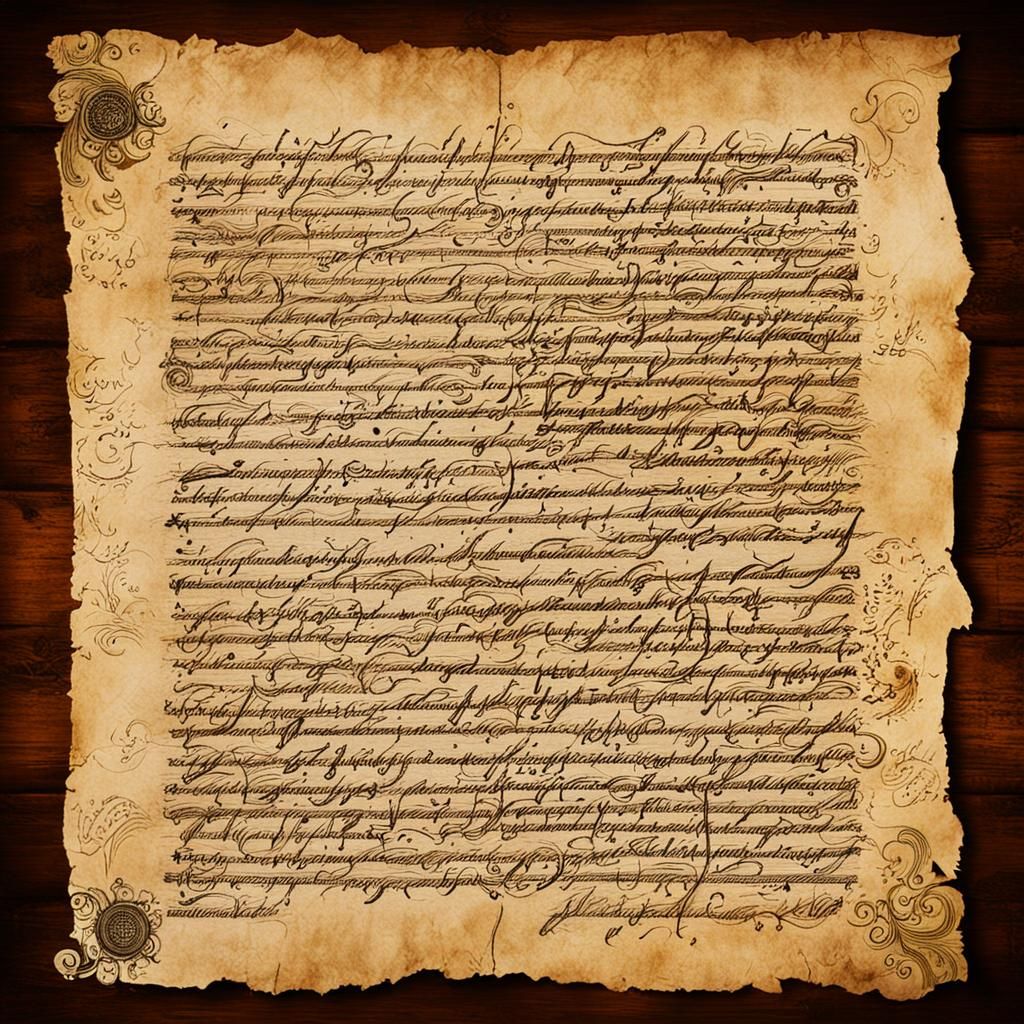 Madrigal Poem on Parchment: Abstract Art