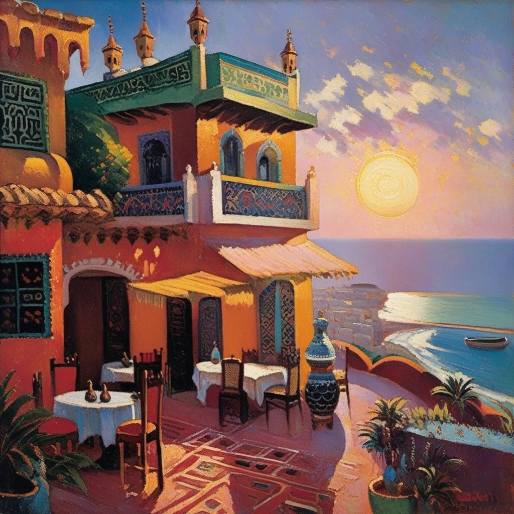 La Casbah Algiers Painting in Post-Impressionist Style