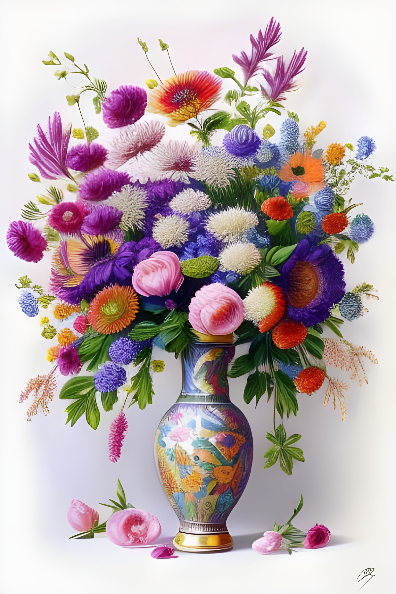 Vintage Floral Bouquet in Oil Painting Style