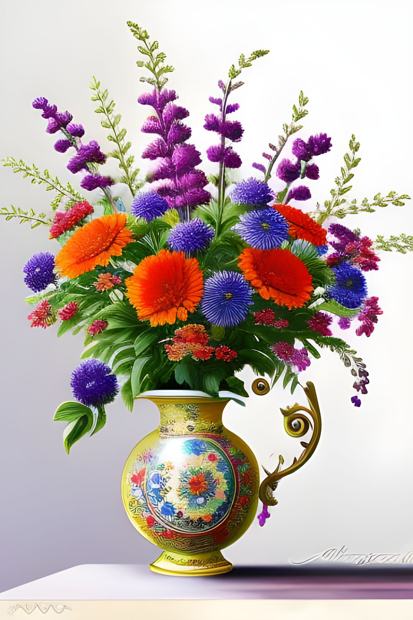 Vintage Floral Bouquet in Academic Art Style