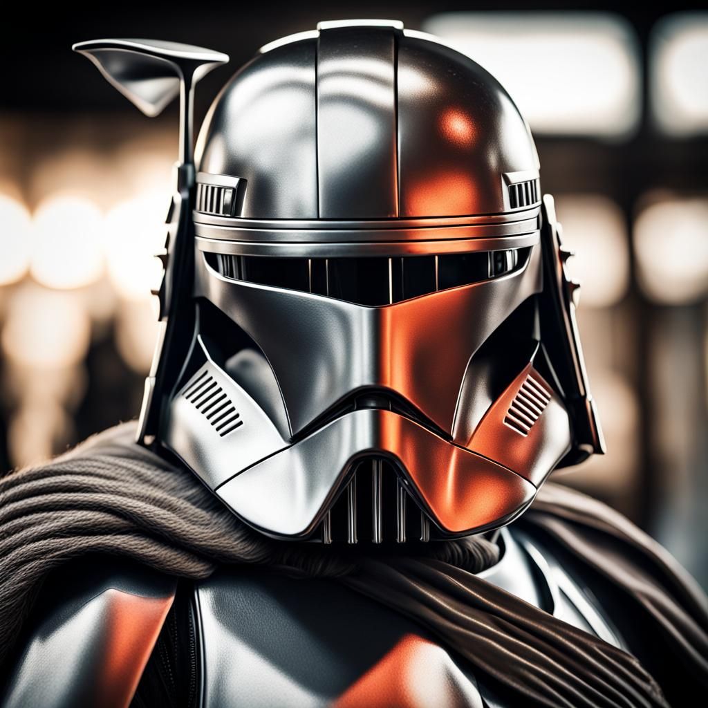 Hyperrealistic Mandalorian Portrait in Star Wars Style