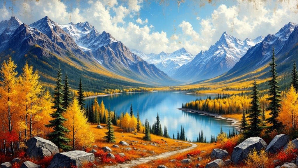 Rocky Mountains Autumn Lake Landscape