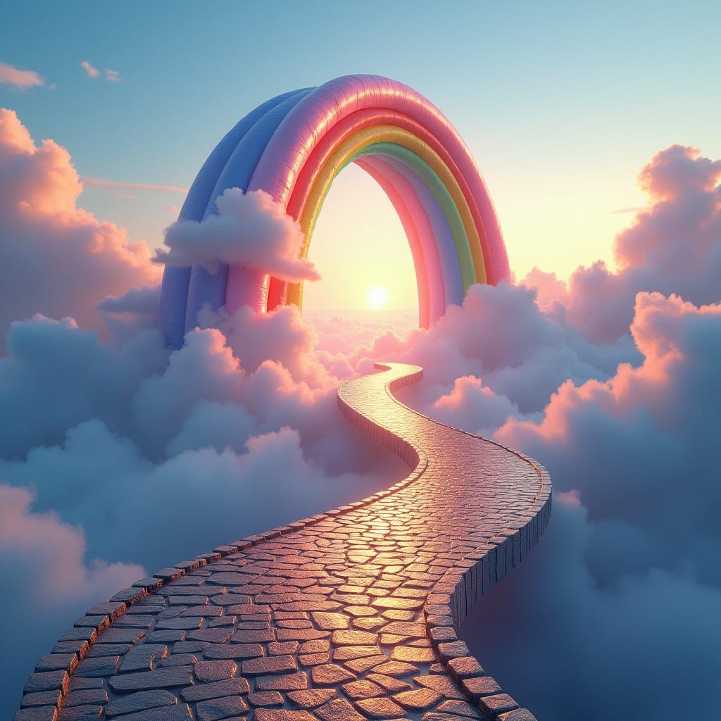 Rainbow Bridge to Heaven: Ethereal Matte Painting