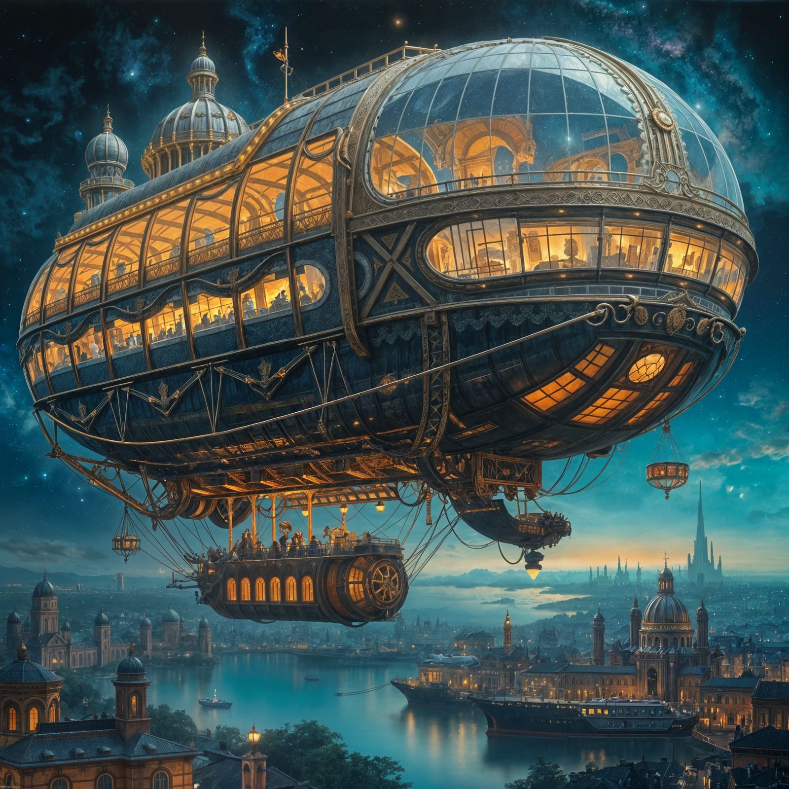 The Midnight Voyage: Empyrean Lights Over a Sleeping City
