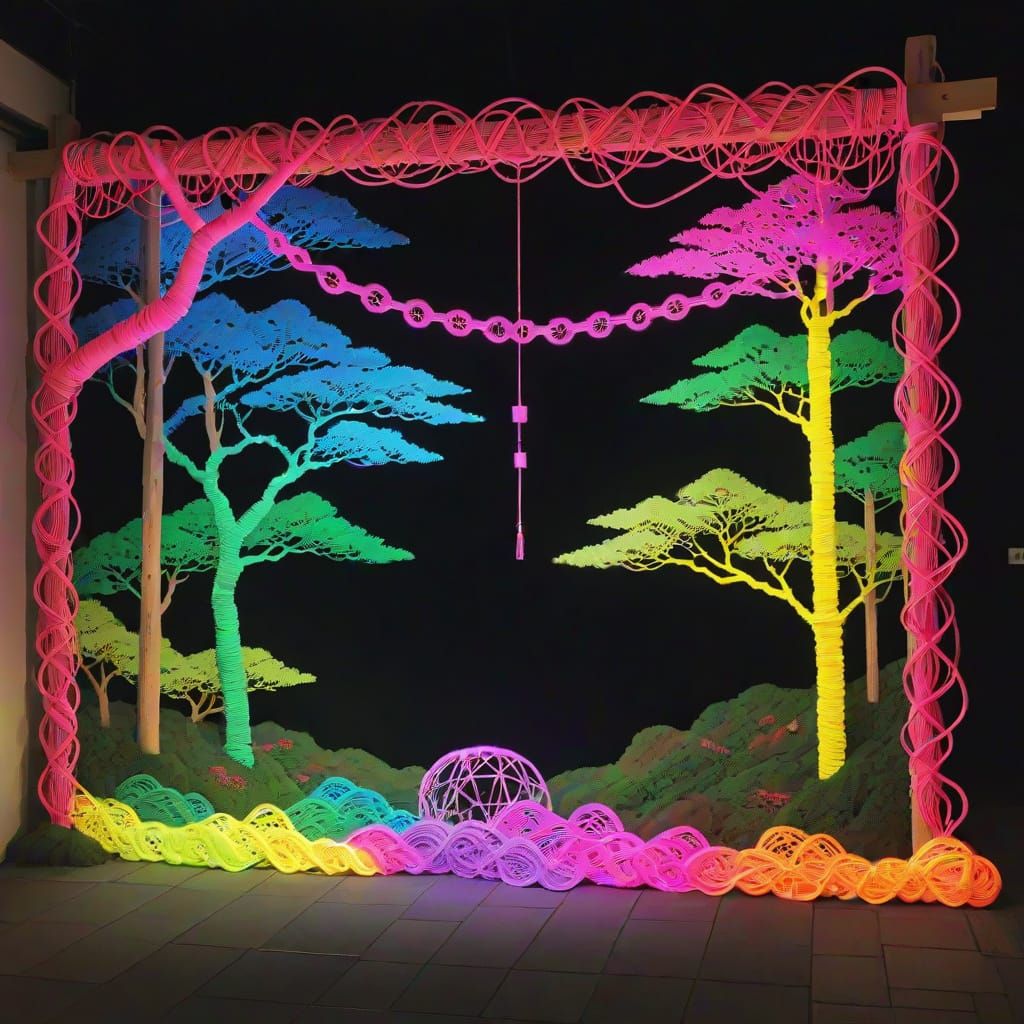 Miyagawa Chōshun Inspired Macramé Yarn Bombing Landscape