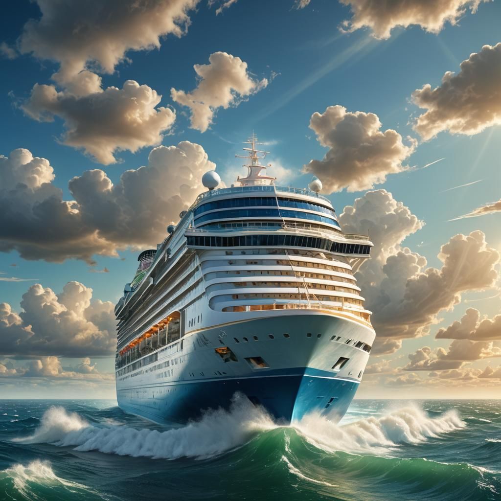 Majestic Cruise Ship Under Iridescent Skies