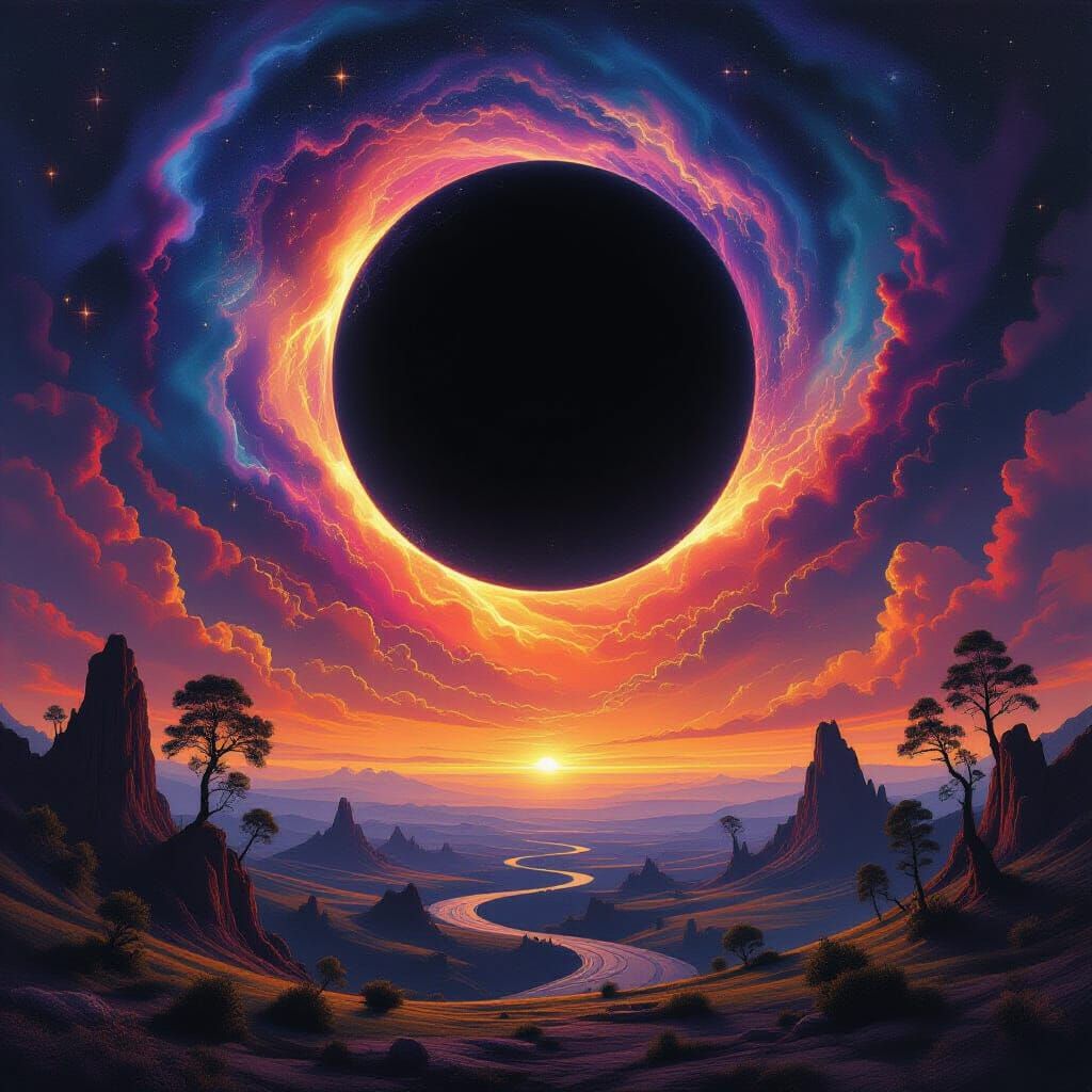 Black Sun Warps Reality with Psychedelic Celestial Glow