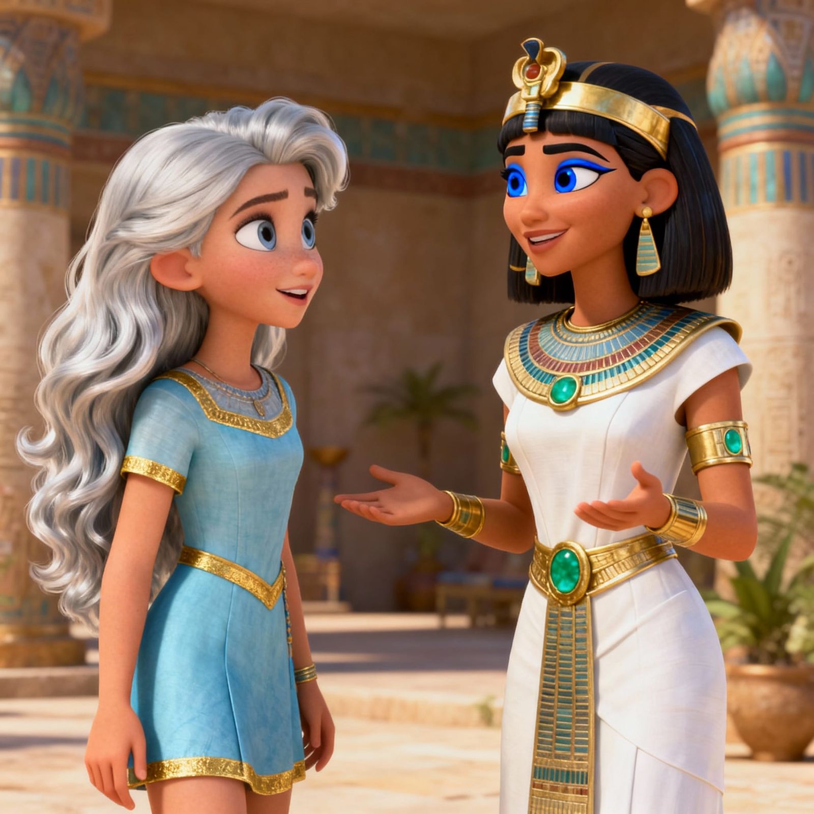 Young Athena Meets Cleopatra in Disney Animation Style