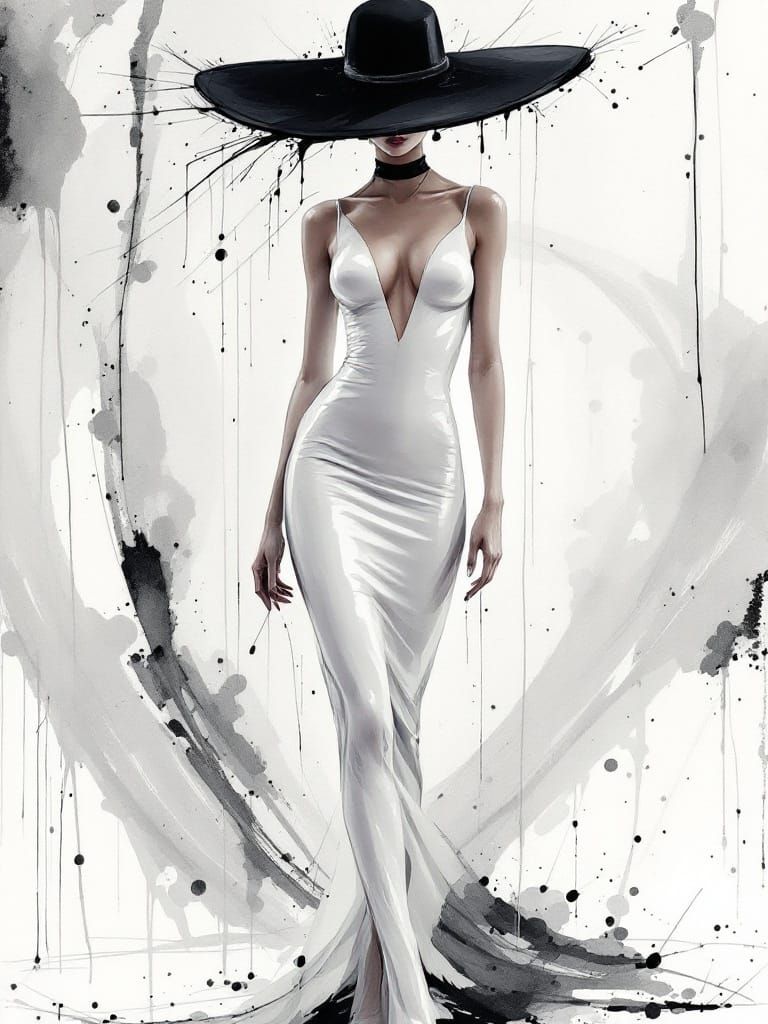 Dreamlike Elegance in Latex, Dripping Color