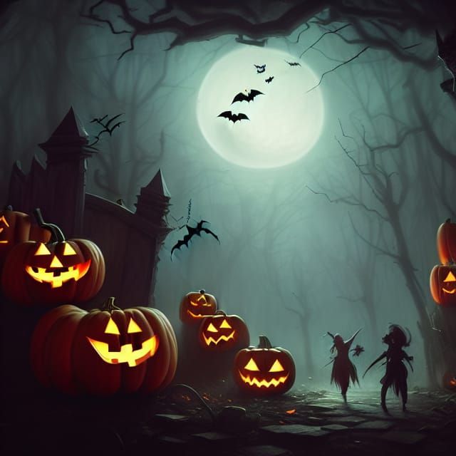 Astral Plane Cartoon Halloween Party: Hyperdetailed Art