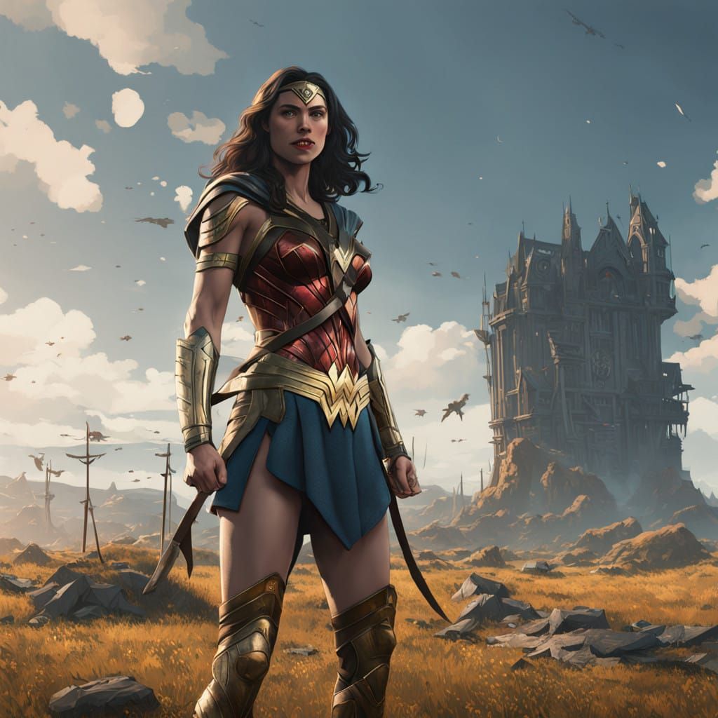 Wonder Woman in Iconic Comic Book Style