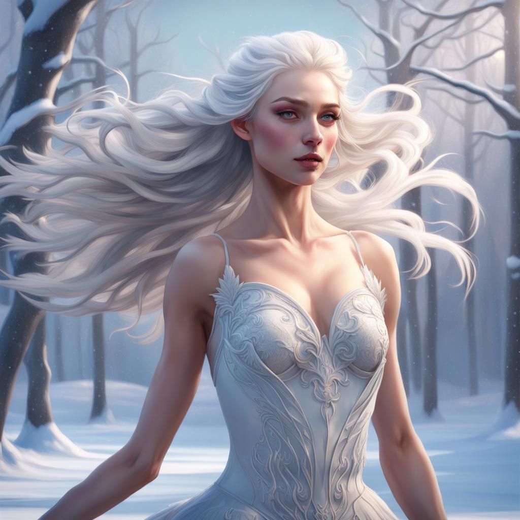 Ballerina Dances on Ice: Hyperdetailed Concept Art