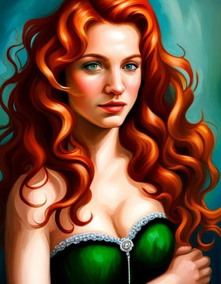 Beautiful Woman with Red Hair in Photorealistic Digital Art
