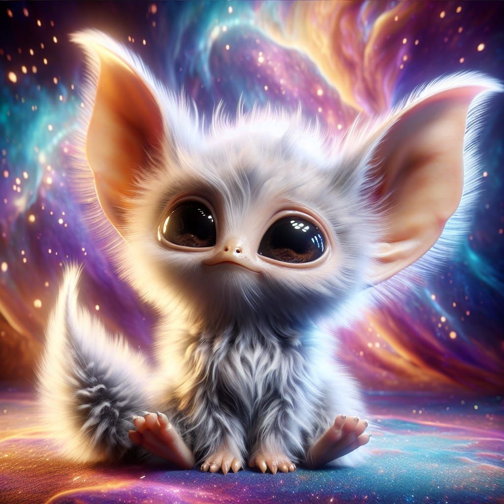 Fluffy Baby Alien in a Magical World