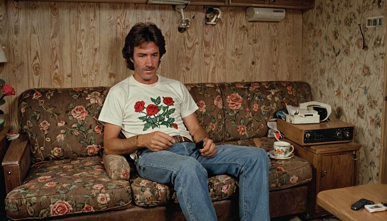 Man on Couch in Mobile Home, 1970s