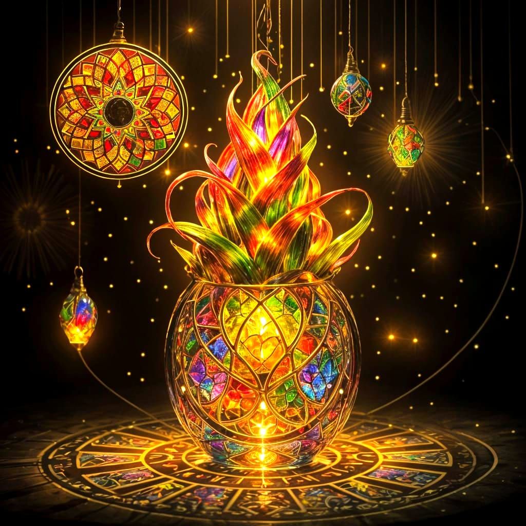 Stained Glass Corn with Light Effects