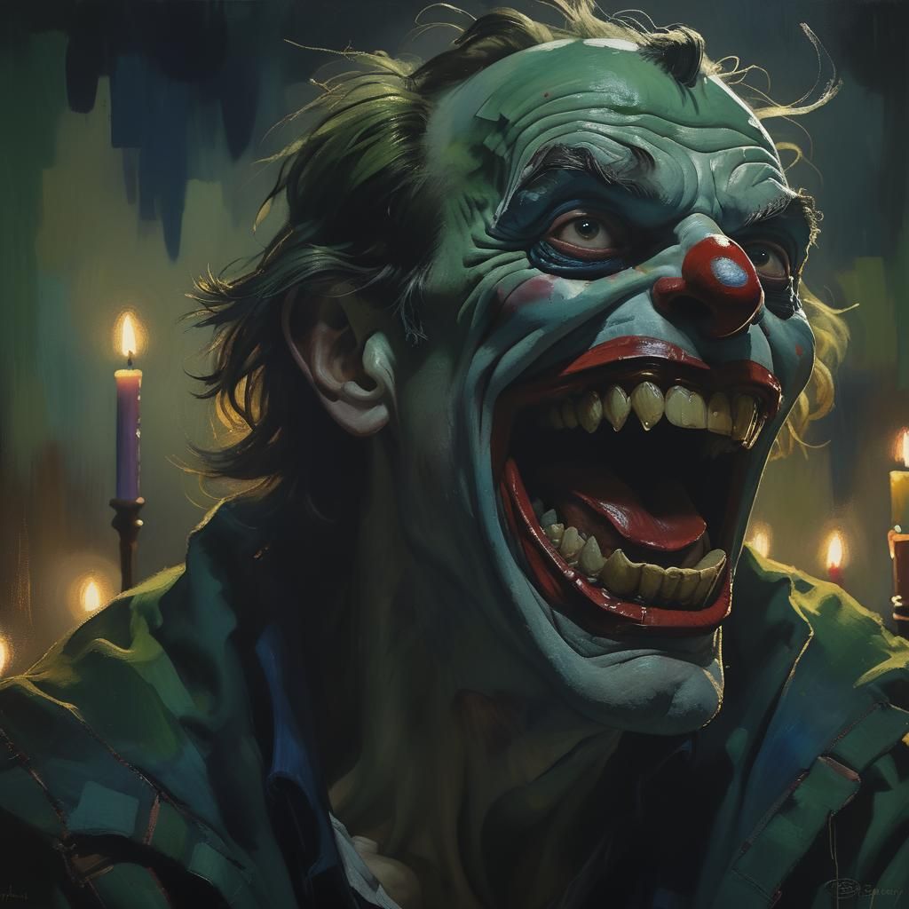 Somber Birthday Clown in Expressionist Style