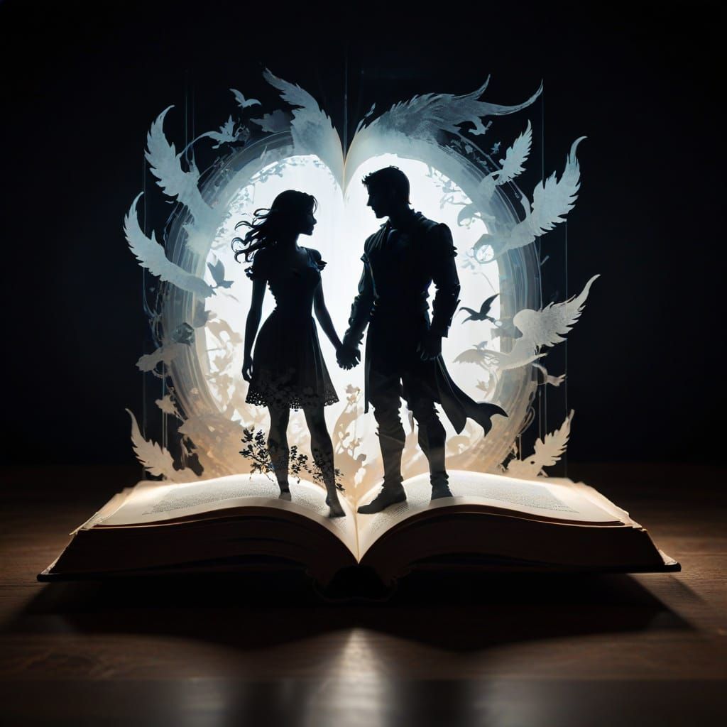 Ethereal Platinum Silhouette in Ancient Mythological Landsca...