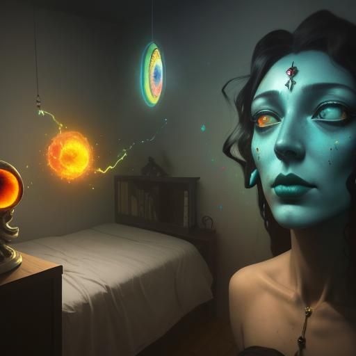 Cosmic Skull Dreamscape: Surreal Digital Illustration