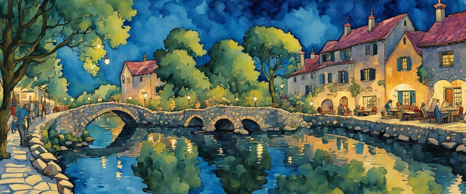 Vibrant Village in Comic Book Style