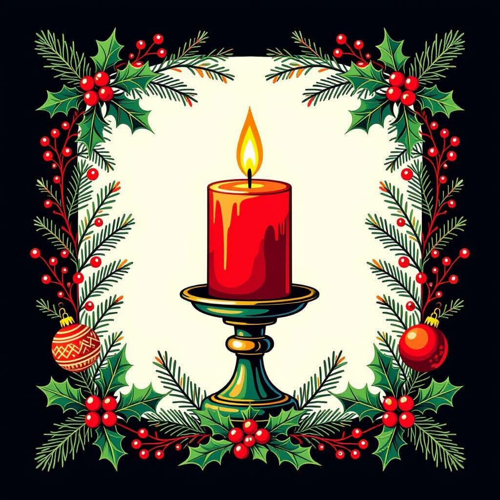 Festive Christmas Candle Arrangement on Black Background