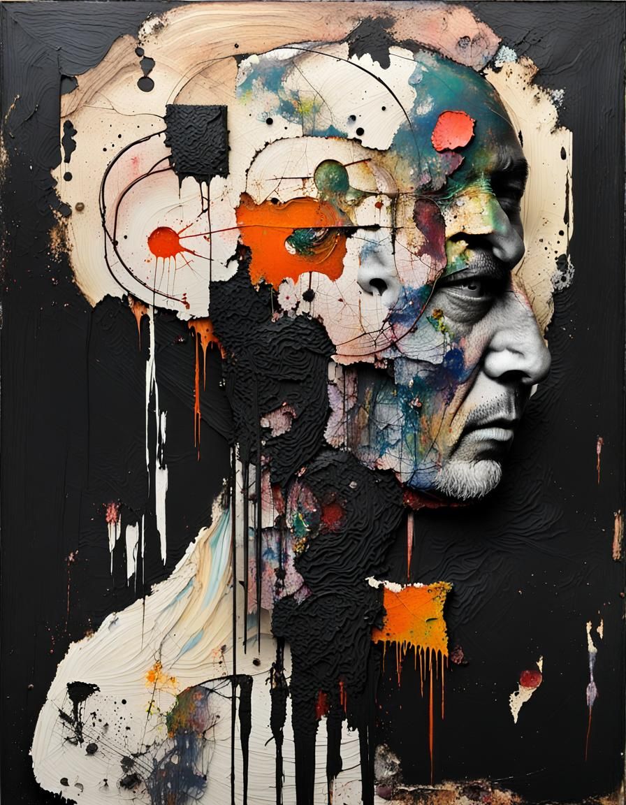 Marlon Brando Abstract Painting with Decay Elements