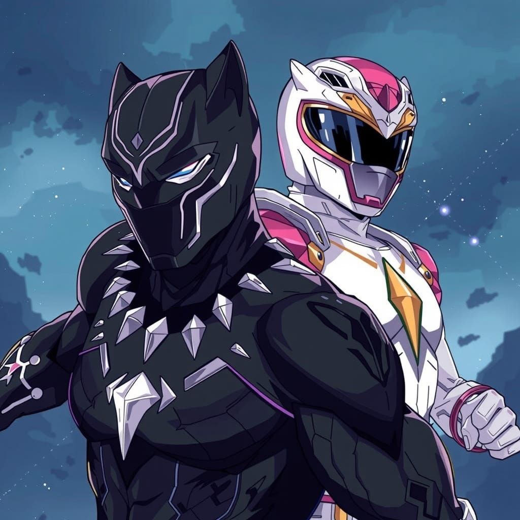 Manga-Inspired Black Panther Meets White Ranger in Epic Anim...