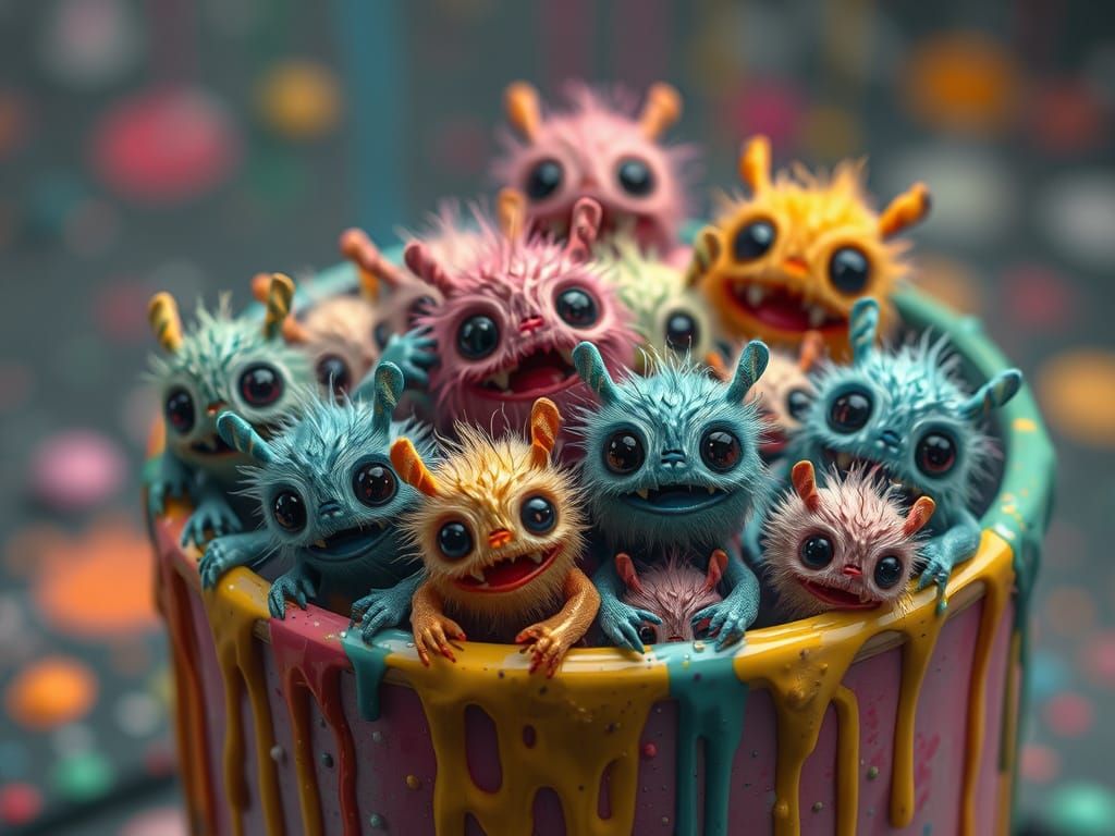 Monsters in dripping paint can