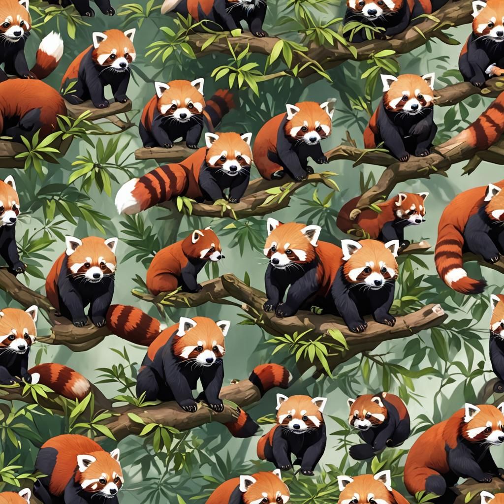 Detailed 3D Anime Red Pandas