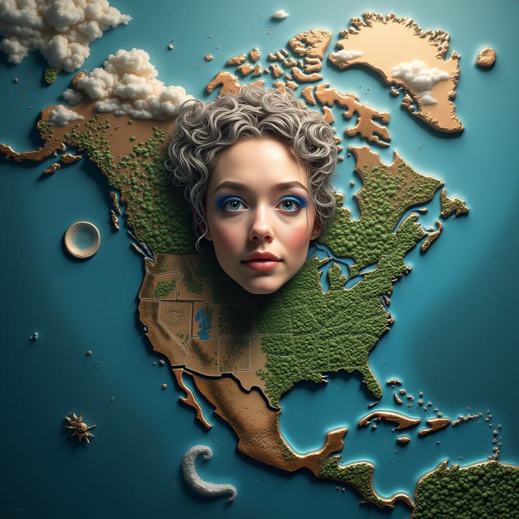 Hyper-Realistic Portrait of a Golden Brown Santa Claus with....